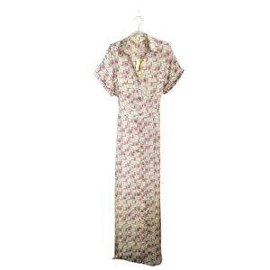 Geometric Print Maxi Dress - Cream, Green and Brown